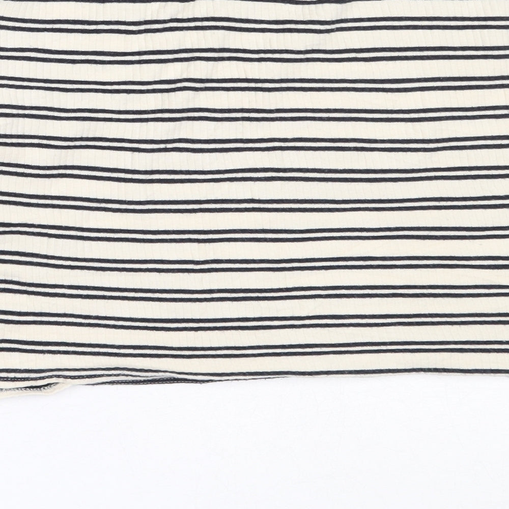 Topshop Womens Ivory High Neck Striped Cotton Pullover Jumper Size 14
