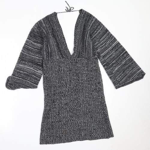 Select Womens Black V-Neck  Acrylic Pullover Jumper Size S
