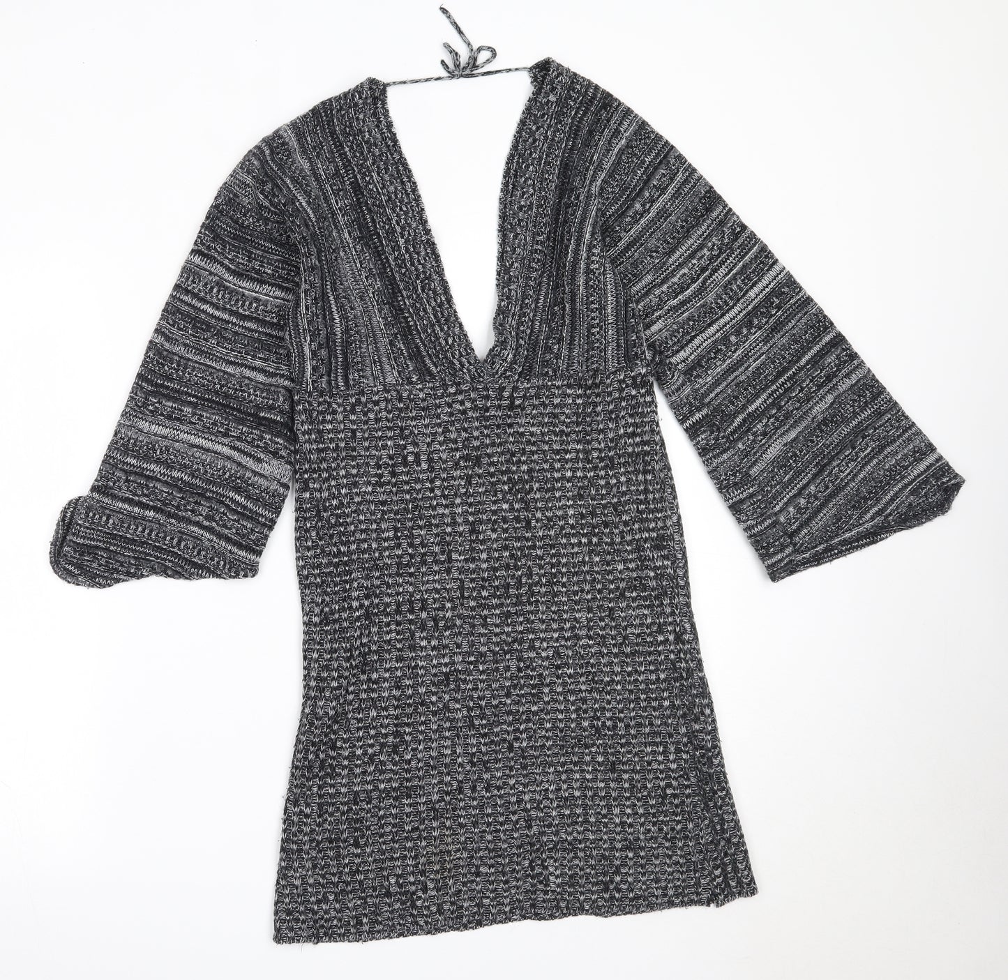 Select Womens Black V-Neck  Acrylic Pullover Jumper Size S