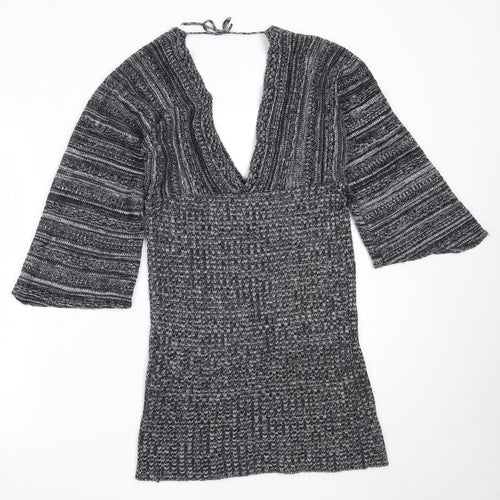 Select Womens Black V-Neck  Acrylic Pullover Jumper Size S