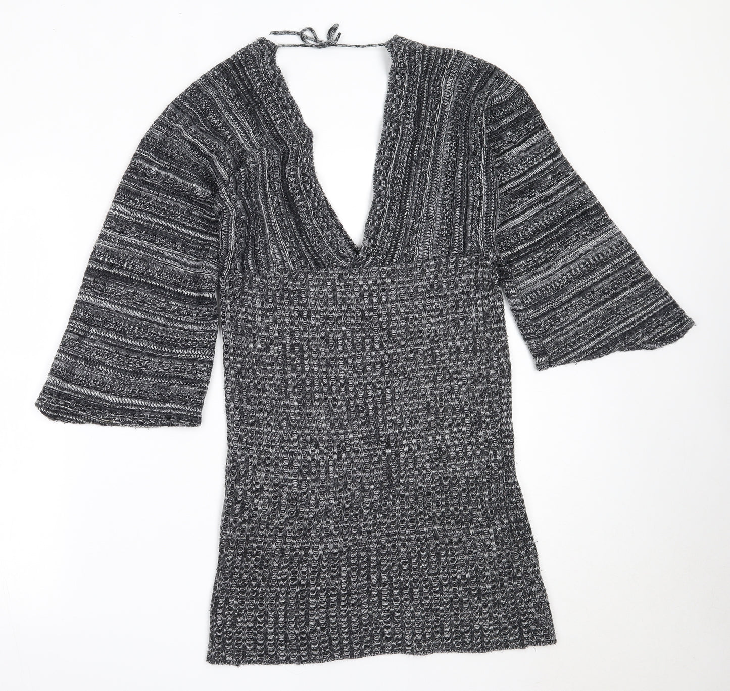 Select Womens Black V-Neck  Acrylic Pullover Jumper Size S