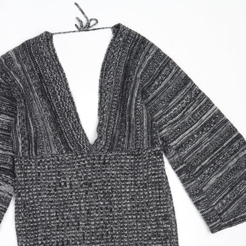 Select Womens Black V-Neck  Acrylic Pullover Jumper Size S