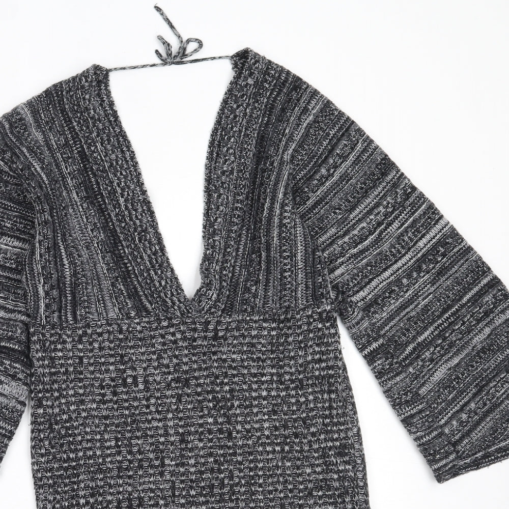 Select Womens Black V-Neck  Acrylic Pullover Jumper Size S