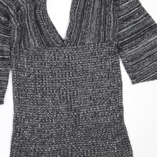 Select Womens Black V-Neck  Acrylic Pullover Jumper Size S