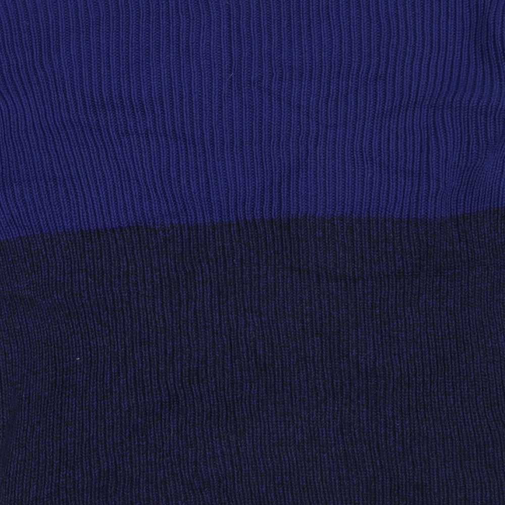 Design History Womens Blue Round Neck  Cotton Pullover Jumper Size L