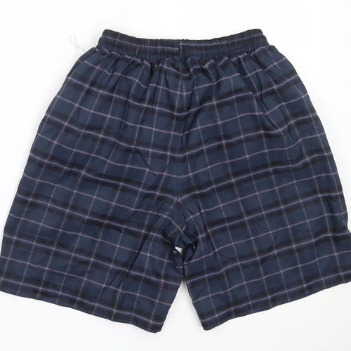 Slazenger Mens Blue Plaid Polyester Bermuda Shorts Size S  Regular