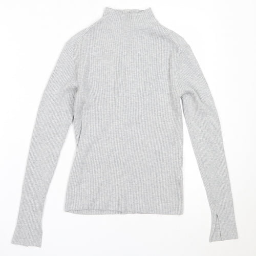 H&M Womens Grey High Neck  Viscose Pullover Jumper Size S
