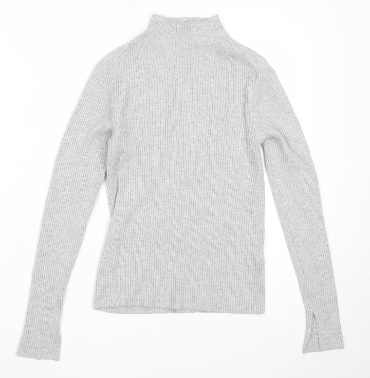H&M Womens Grey High Neck Viscose Pullover Jumper Size S