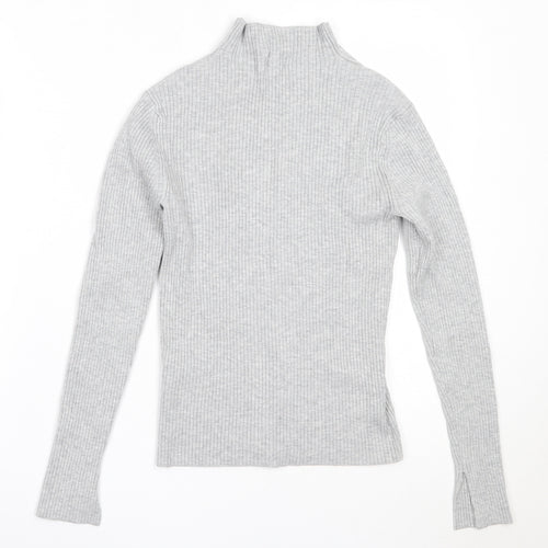 H&M Womens Grey High Neck  Viscose Pullover Jumper Size S