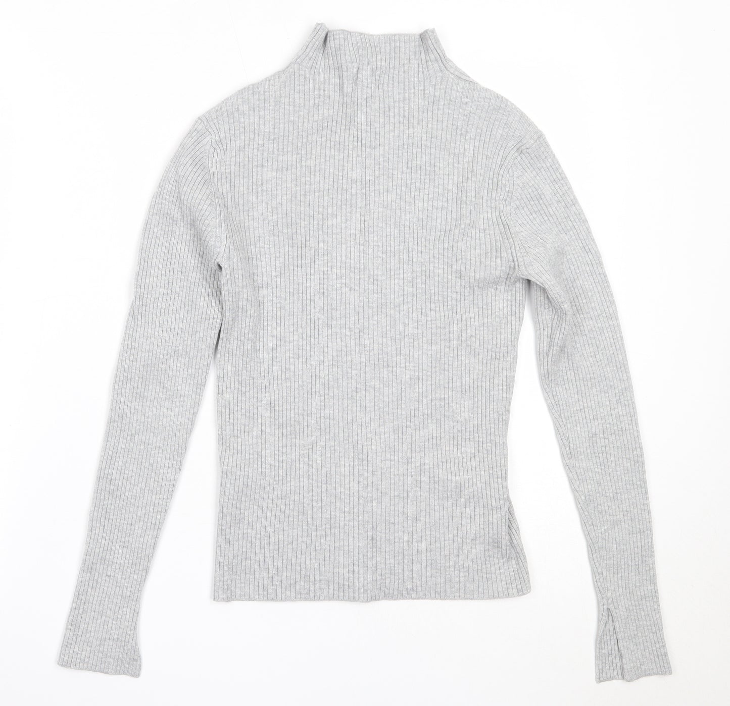 H&M Womens Grey High Neck  Viscose Pullover Jumper Size S