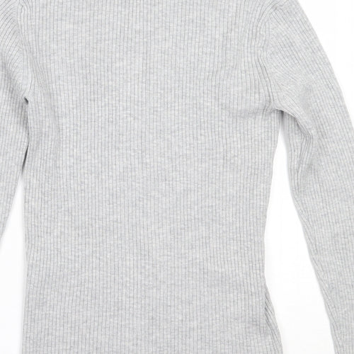 H&M Womens Grey High Neck  Viscose Pullover Jumper Size S