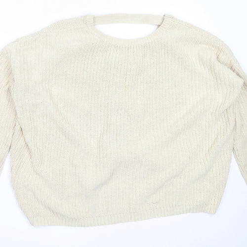 ASOS Womens Beige V-Neck  Cotton Pullover Jumper Size 14