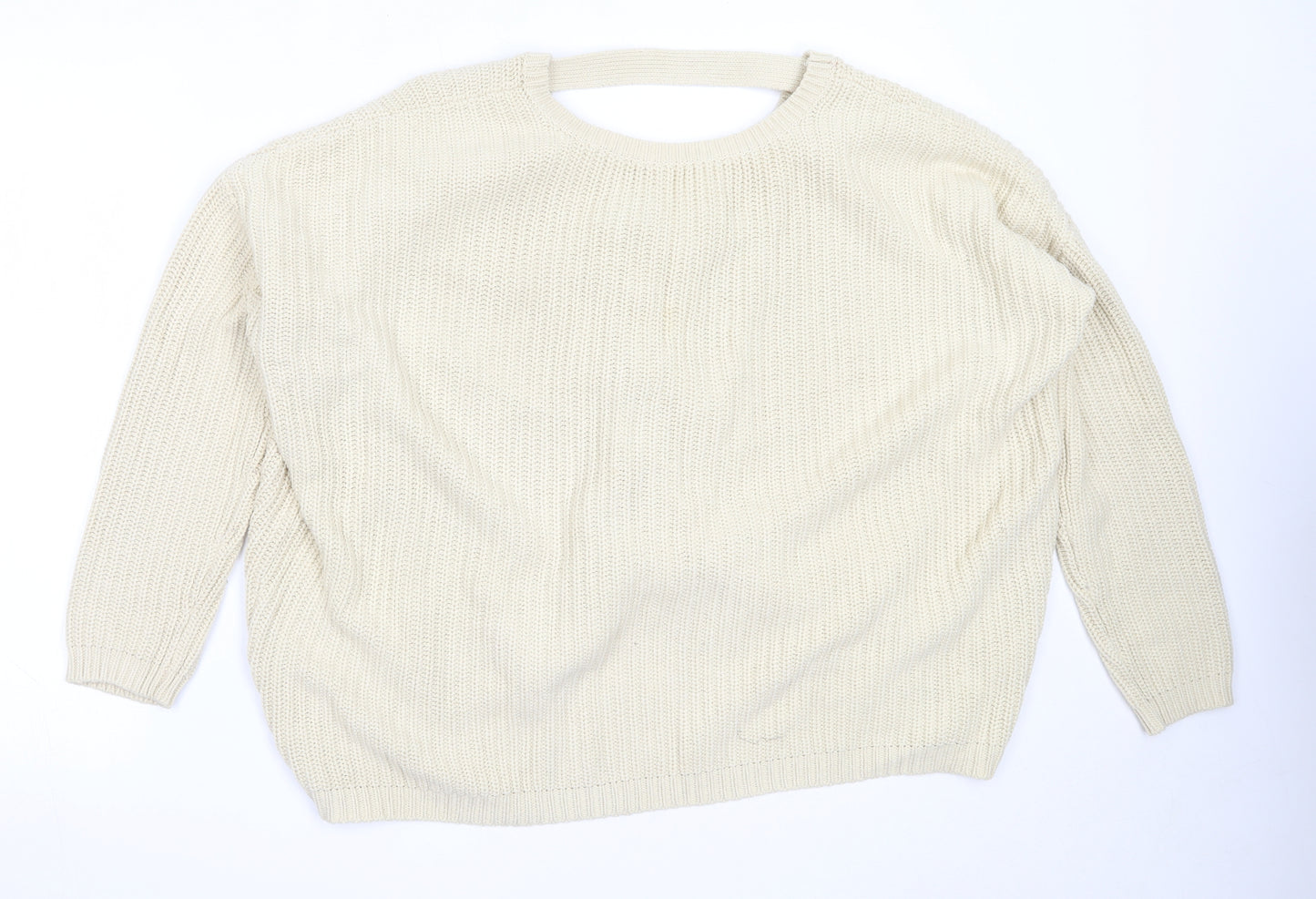 ASOS Womens Beige V-Neck  Cotton Pullover Jumper Size 14