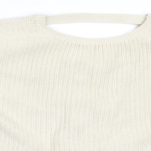 ASOS Womens Beige V-Neck  Cotton Pullover Jumper Size 14