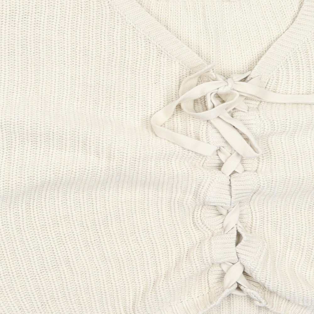 ASOS Womens Beige V-Neck  Cotton Pullover Jumper Size 14