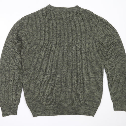 George Mens Green Round Neck  Acrylic Pullover Jumper Size L