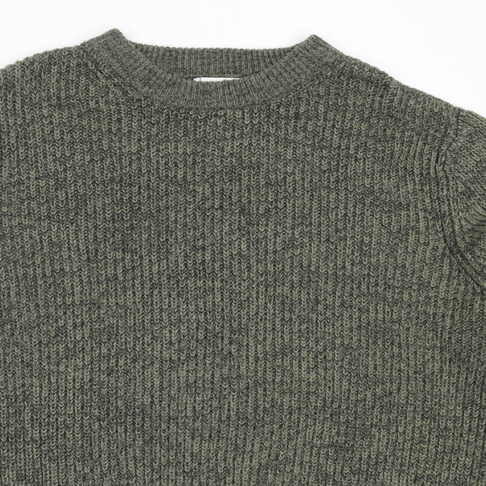 George Mens Green Round Neck  Acrylic Pullover Jumper Size L