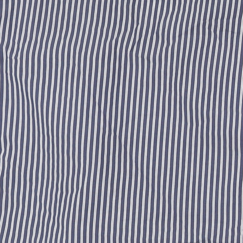 Marks and Spencer Womens Blue Striped Cotton Basic Blouse Size 18 V-Neck