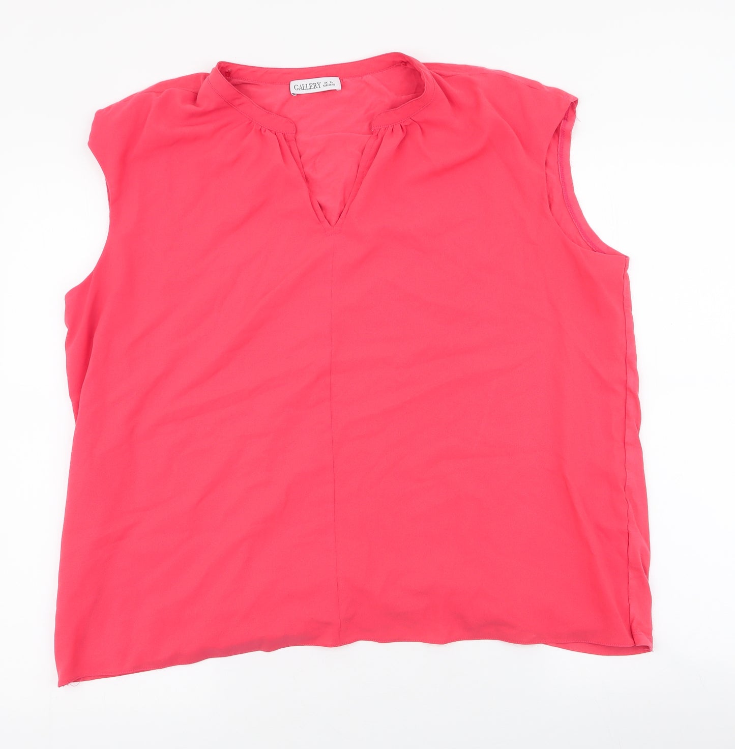 Gallery Womens Pink  Polyester Jersey Blouse Size XL V-Neck