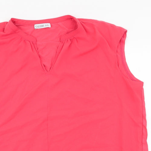 Gallery Womens Pink  Polyester Jersey Blouse Size XL V-Neck