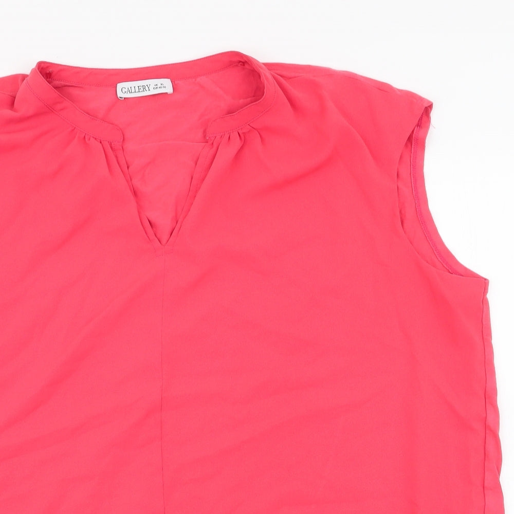 Gallery Womens Pink  Polyester Jersey Blouse Size XL V-Neck