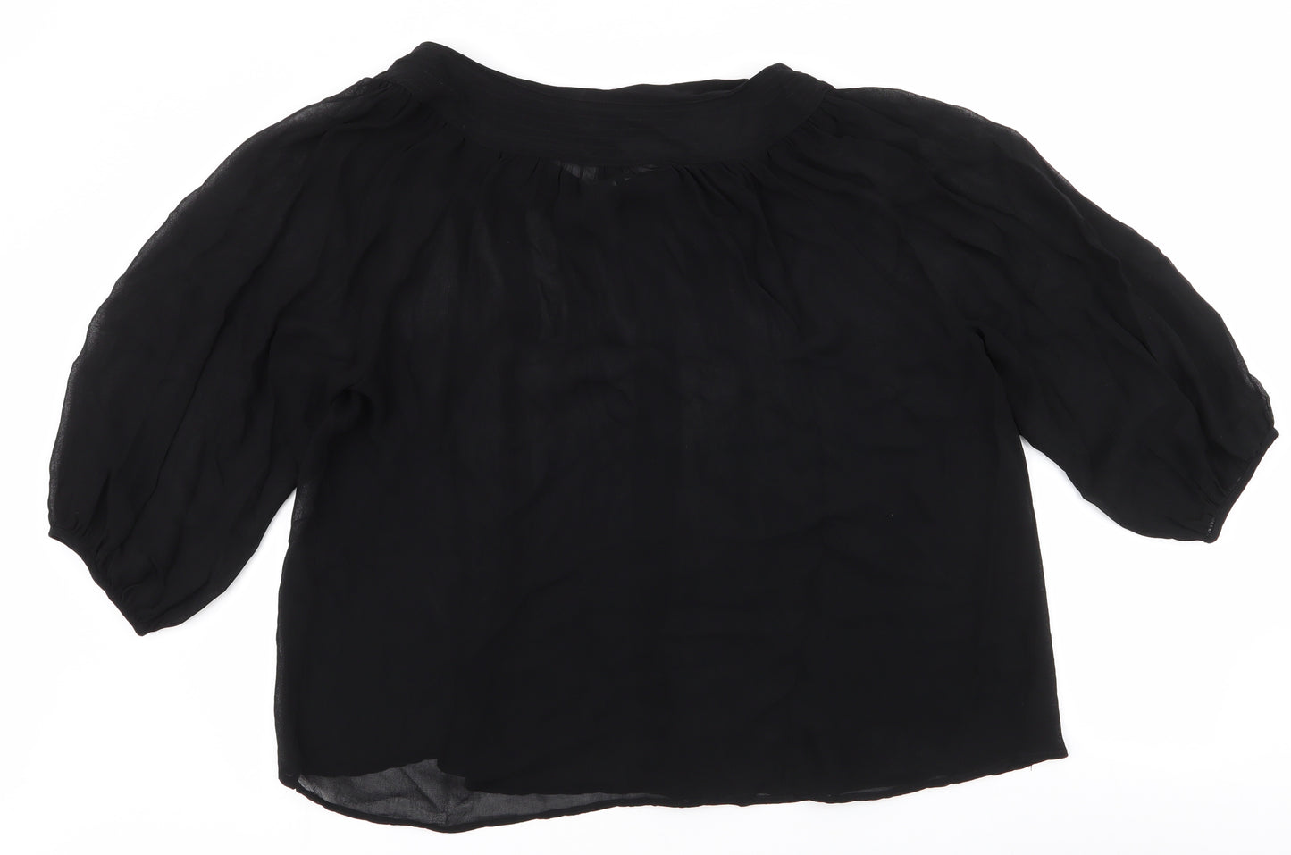NEXT Womens Black  Polyester Basic Blouse Size 16 Scoop Neck