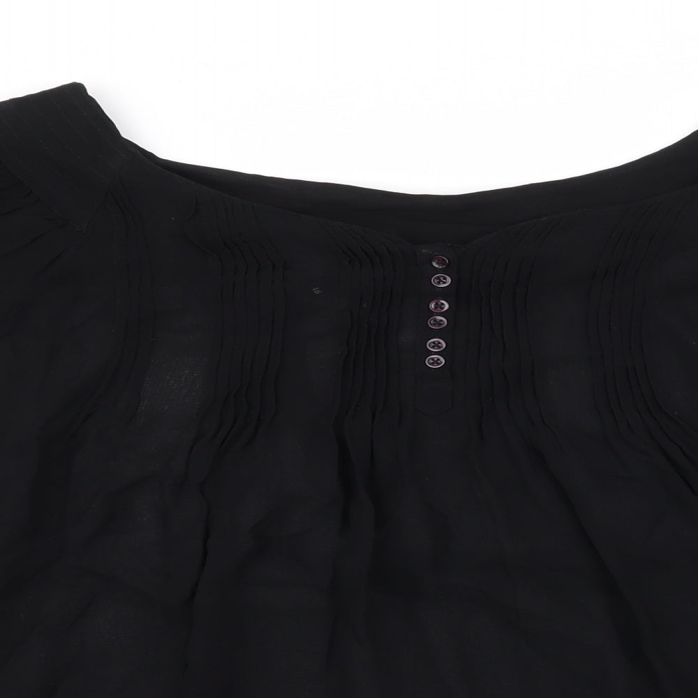 NEXT Womens Black  Polyester Basic Blouse Size 16 Scoop Neck