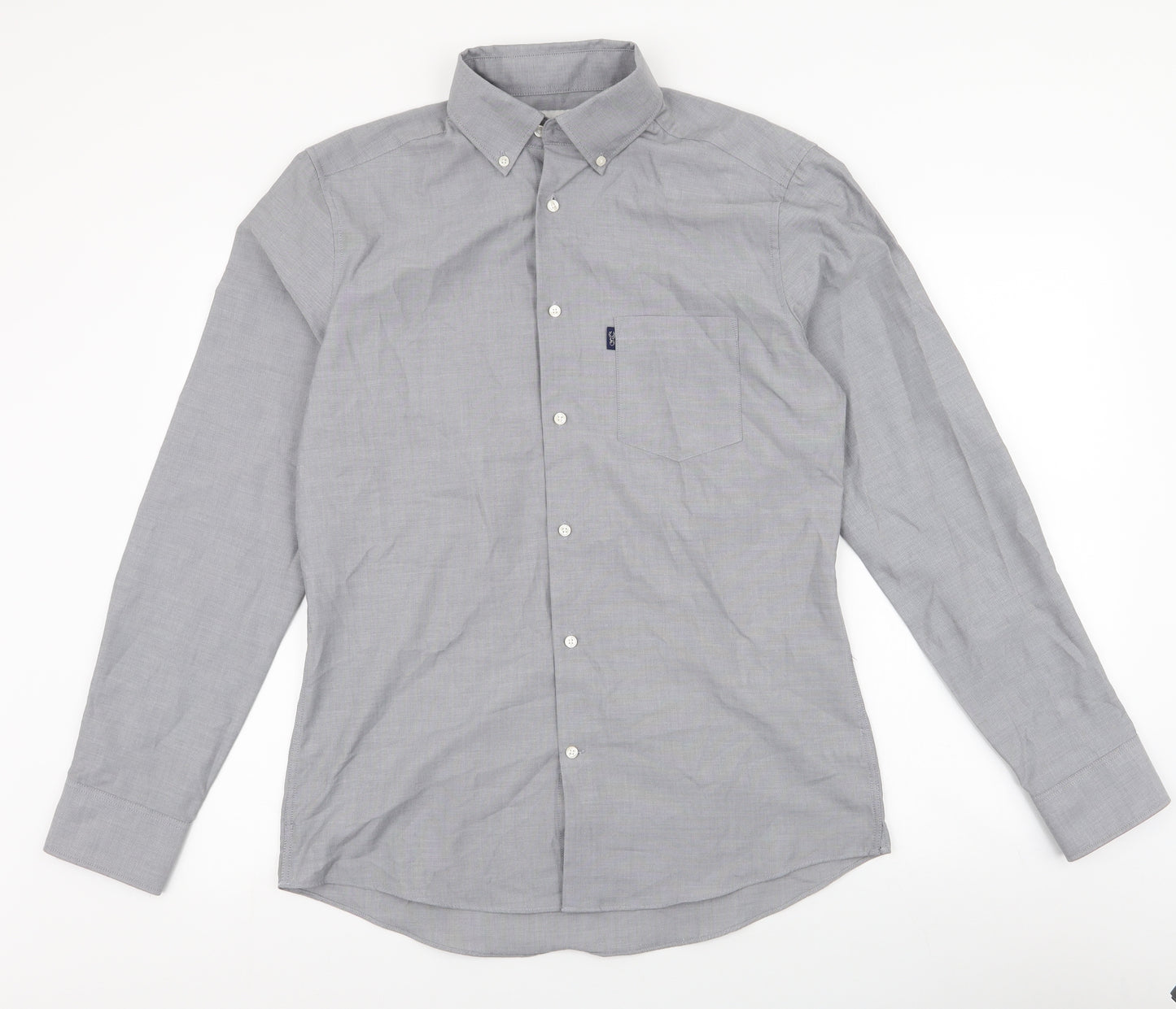 NEXT Mens Grey  Polyester  Dress Shirt Size 15.5 Collared Button