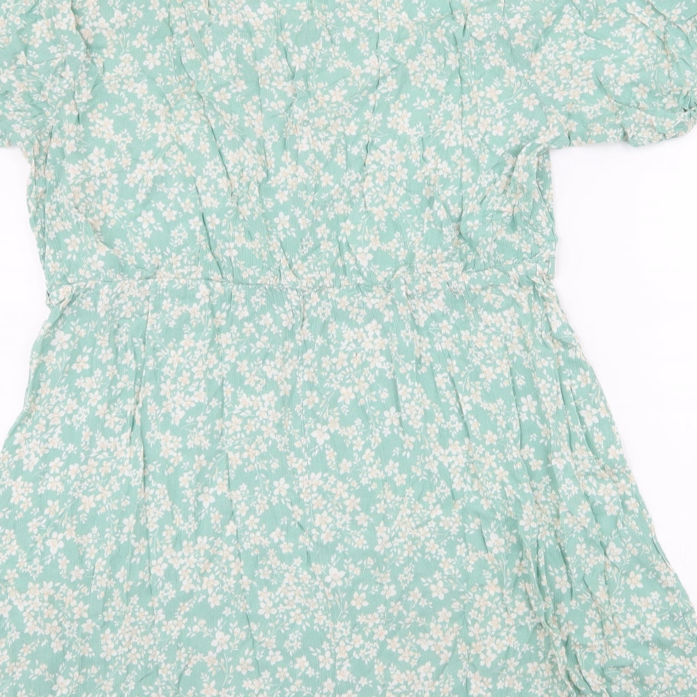 F&F Womens Green Floral Viscose A-Line  Size 20  Round Neck Pullover