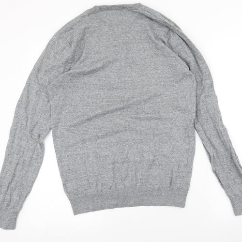 NEXT Mens Grey V-Neck  Cotton Pullover Jumper Size S