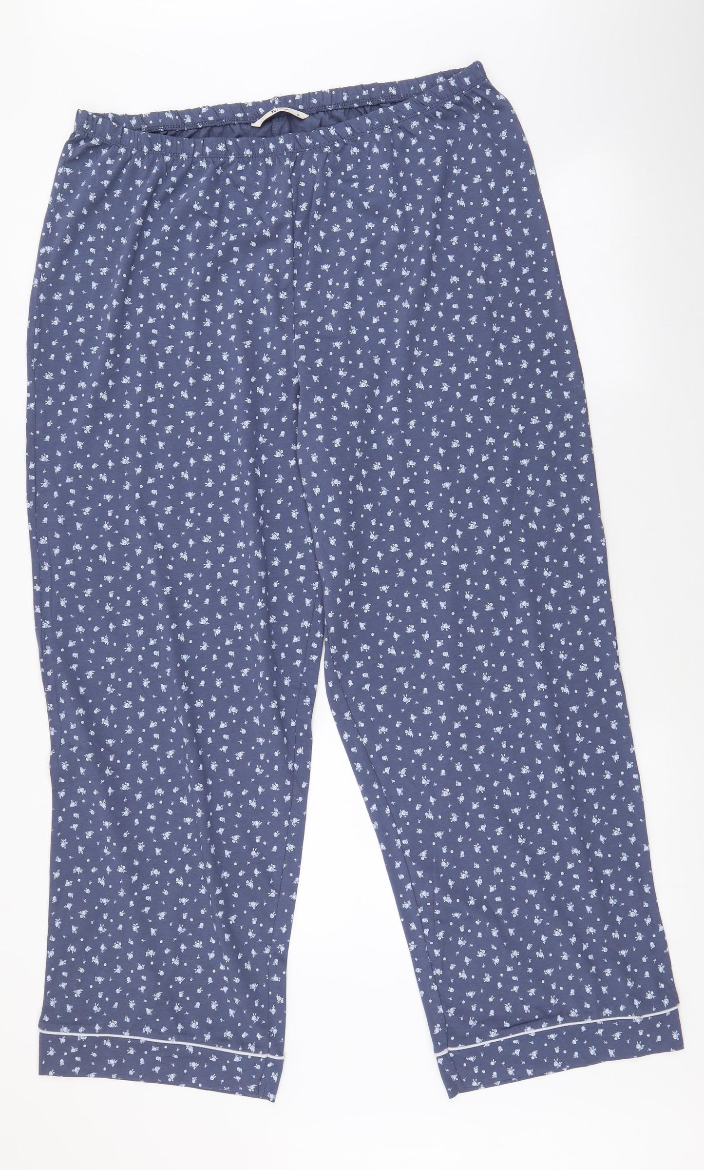 TU Womens Blue Floral 100% Cotton  Pyjama Pants Size 18