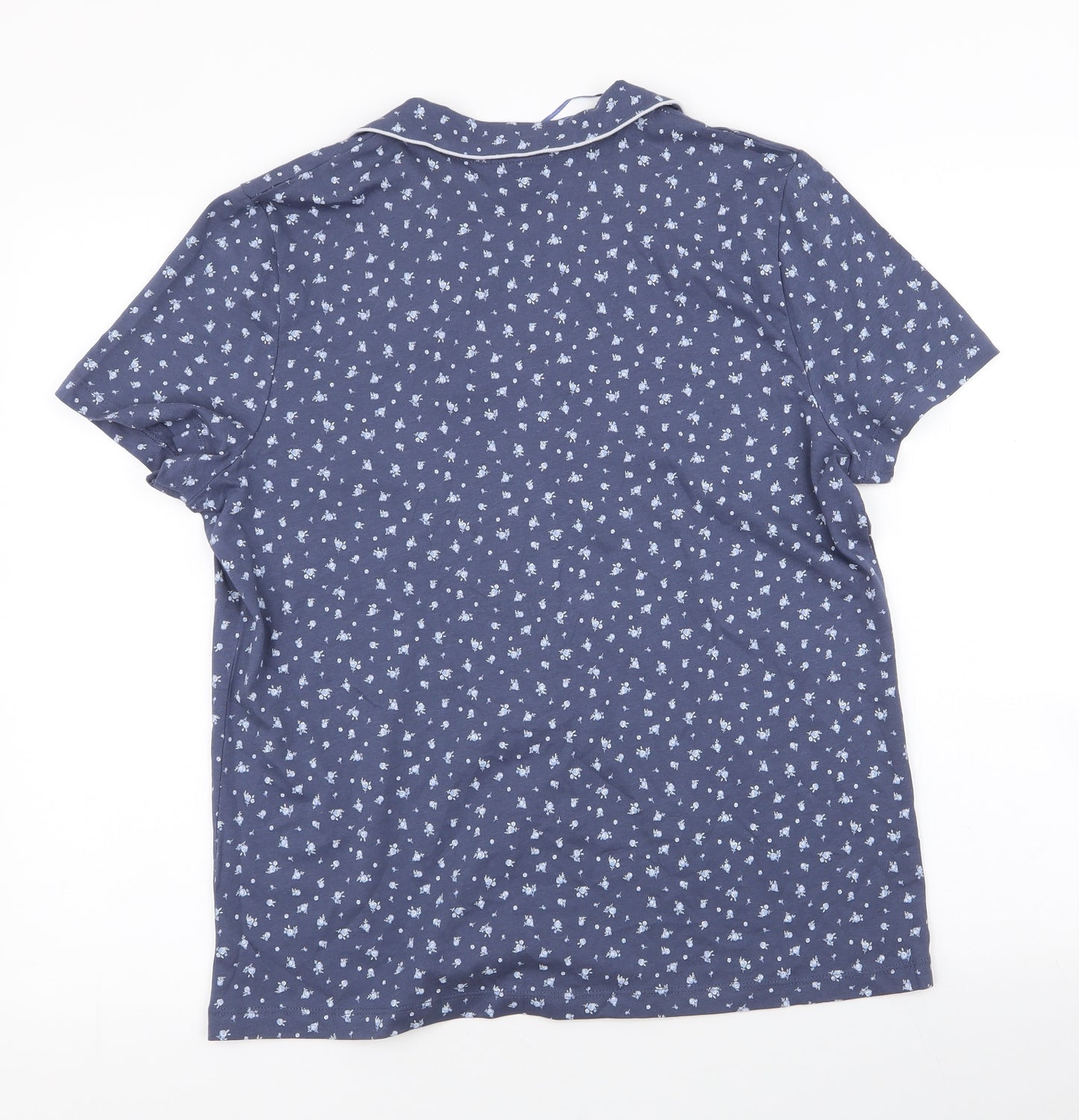 TU Womens Blue Floral 100% Cotton  Pyjama Top Size 14  Button