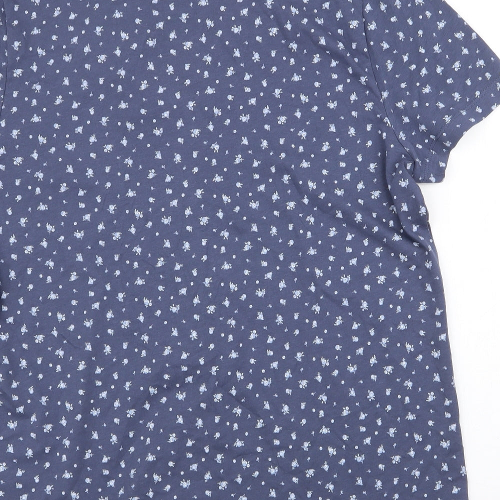 TU Womens Blue Floral 100% Cotton  Pyjama Top Size 14  Button