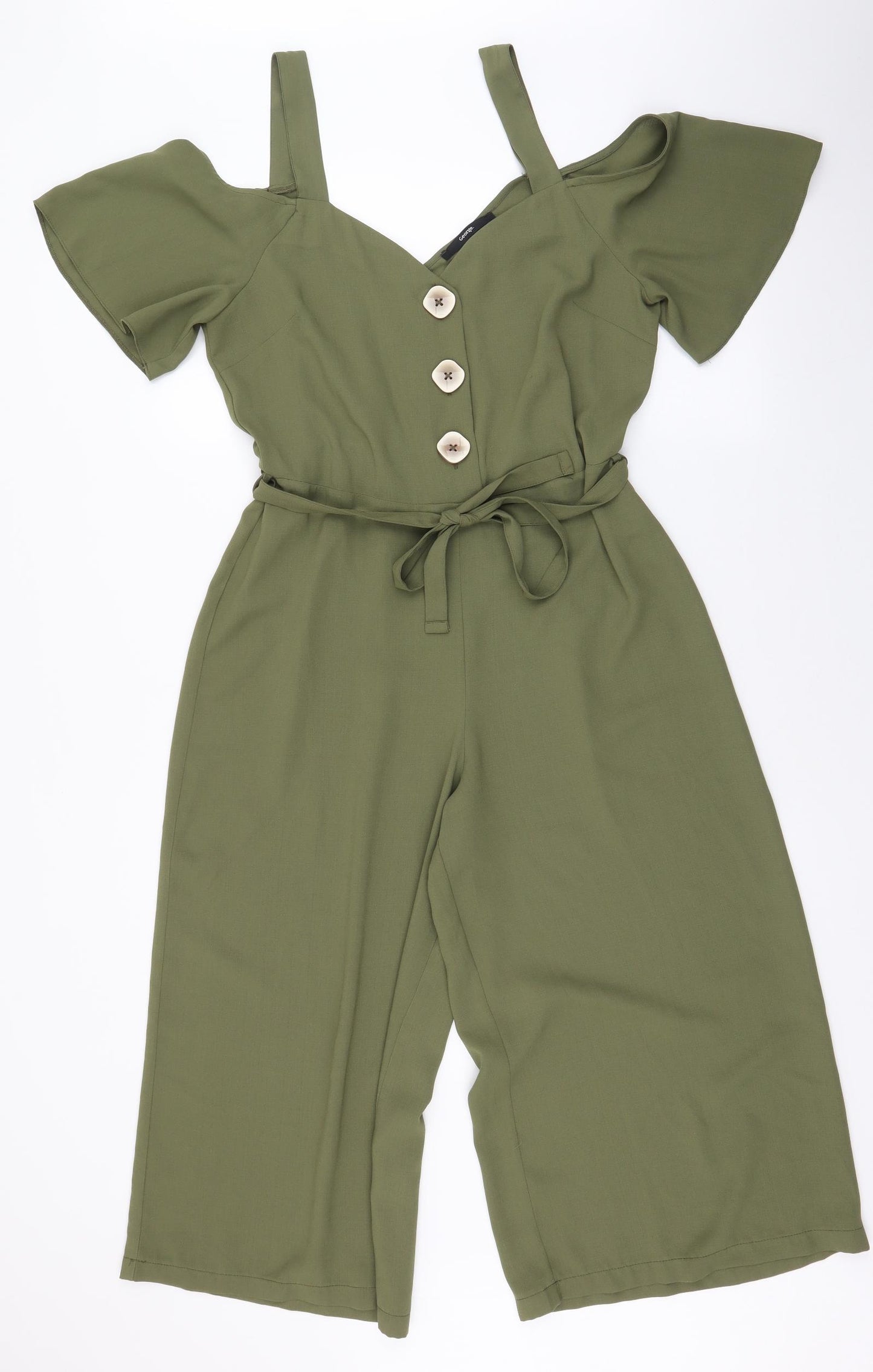 George Womens Green  Polyester Jumpsuit One-Piece Size 10 L21 in Button - Culotte