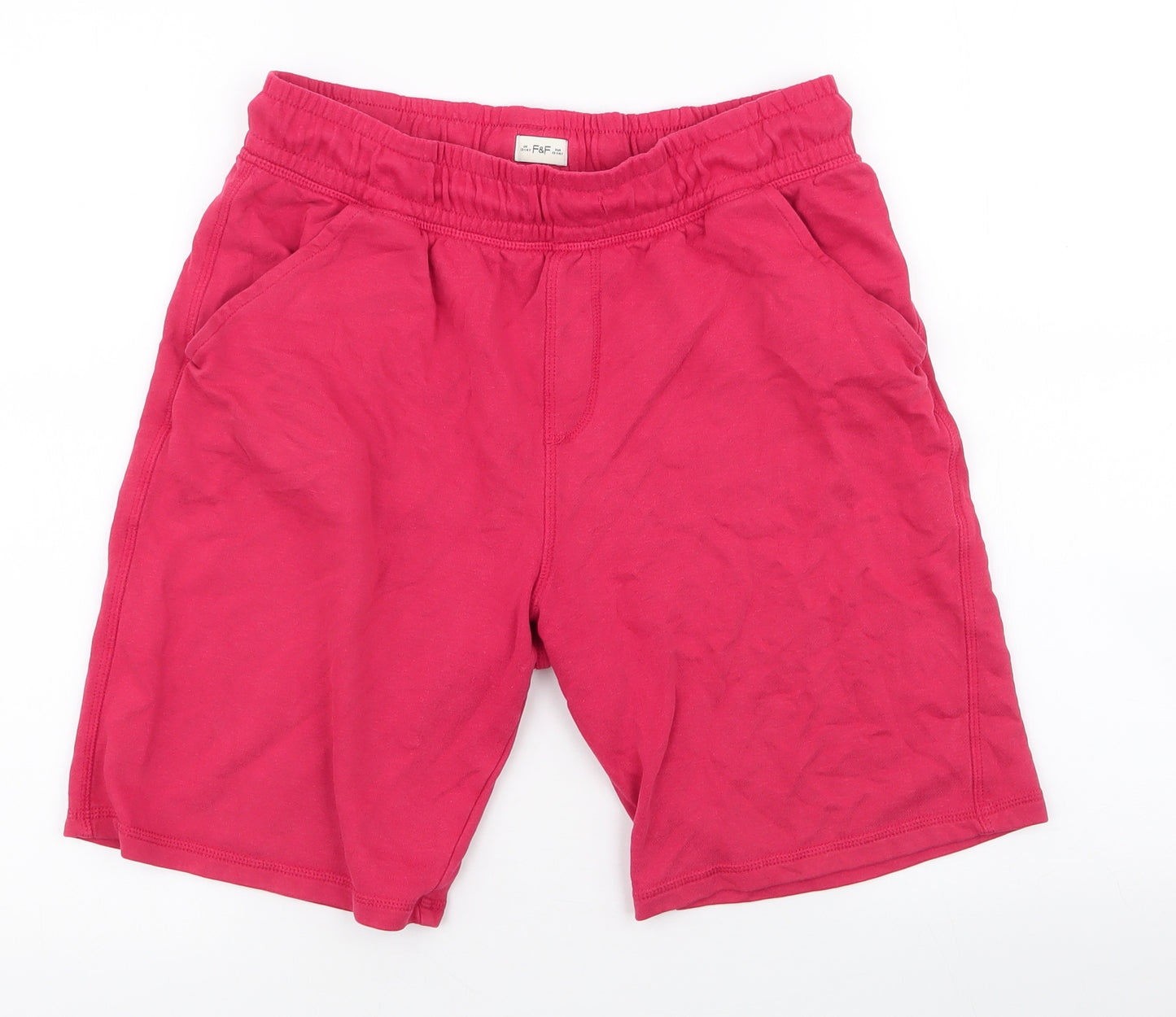 F&F Boys Red  Cotton Sweat Shorts Size 13-14 Years  Regular Drawstring