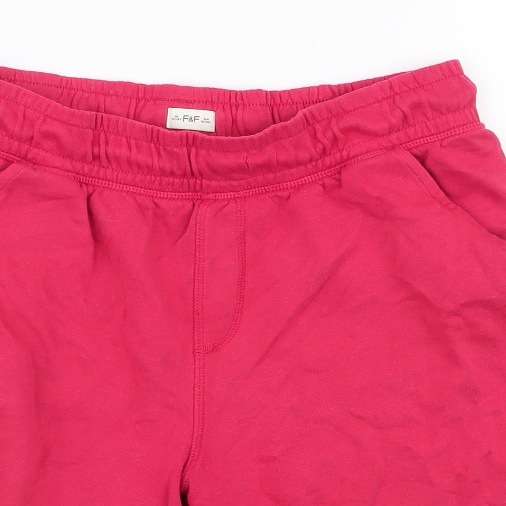 F&F Boys Red  Cotton Sweat Shorts Size 13-14 Years  Regular Drawstring