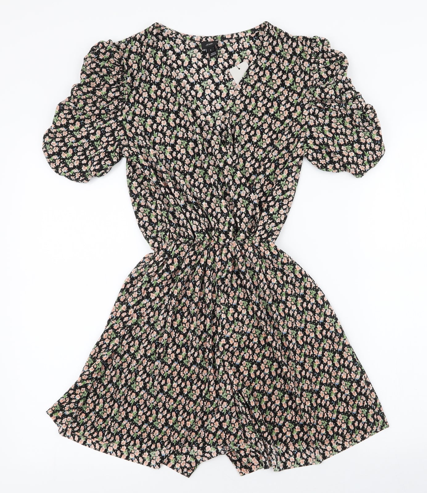 River Island Womens Multicoloured Floral 100% Polyester Playsuit One-Piece Size 8  Pullover