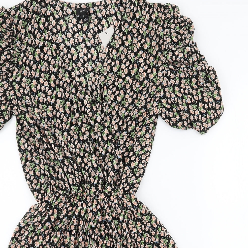 River Island Womens Multicoloured Floral 100% Polyester Playsuit One-Piece Size 8  Pullover