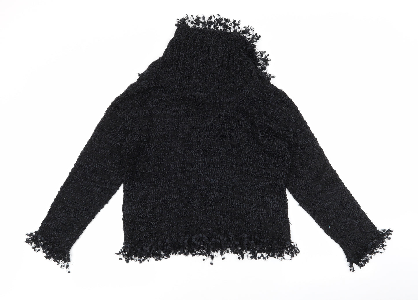 stephen Womens Black Collared  Acrylic Cardigan Jumper Size M