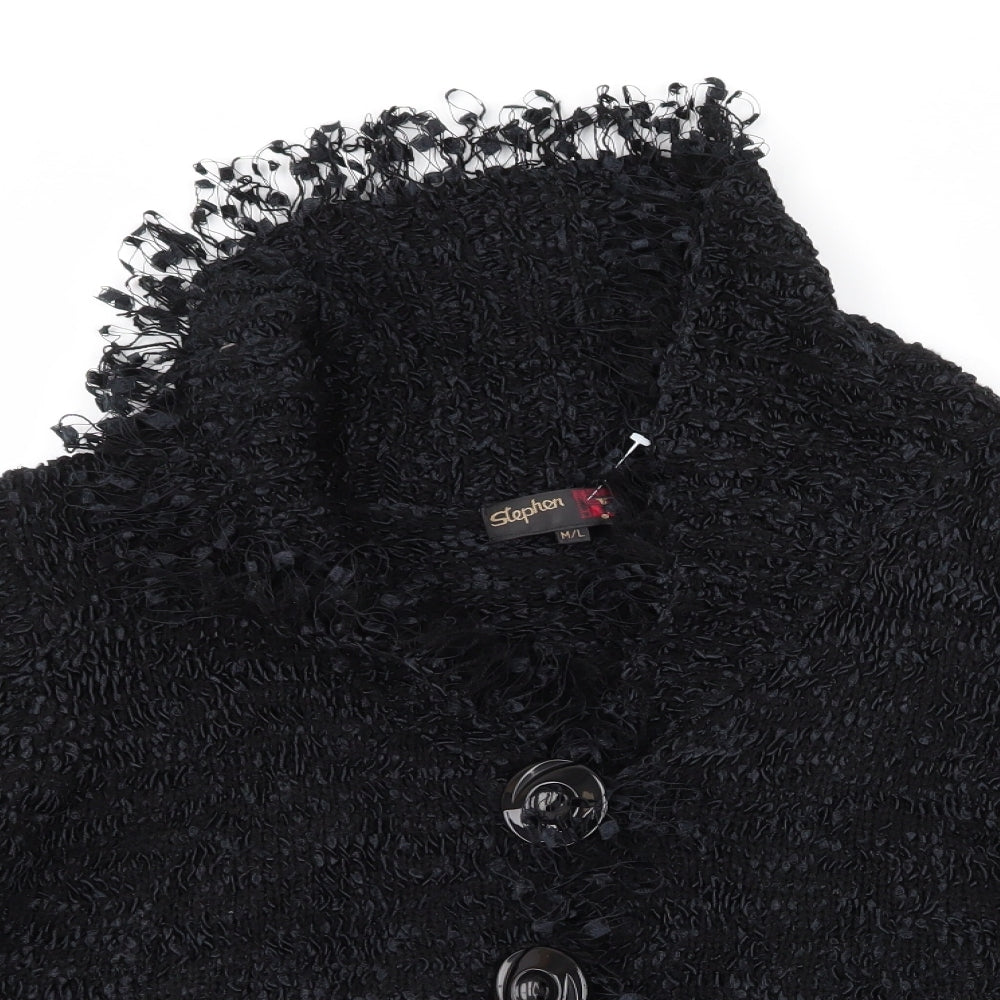 stephen Womens Black Collared  Acrylic Cardigan Jumper Size M