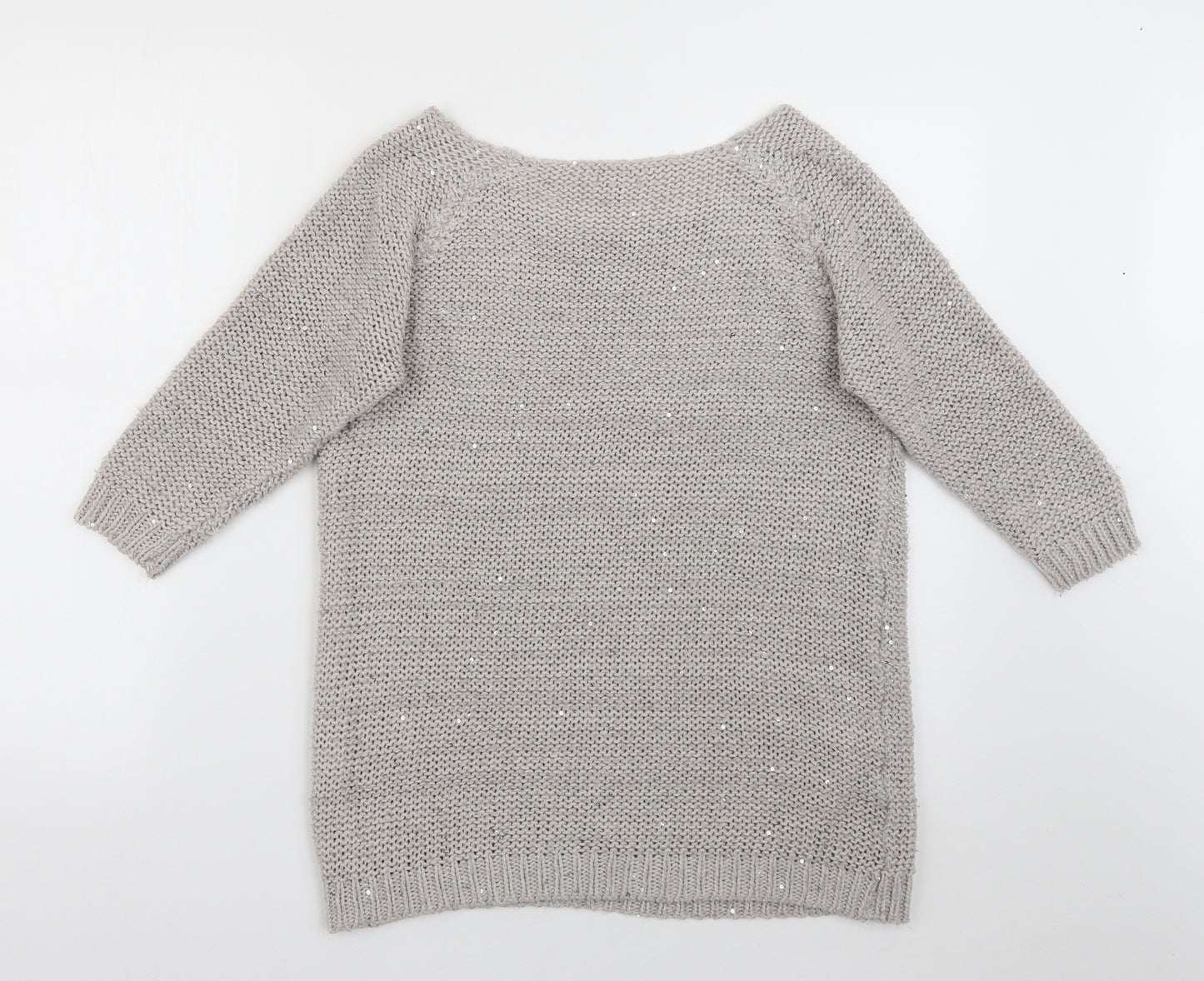 River Island Womens Grey Round Neck  Acrylic Pullover Jumper Size 10