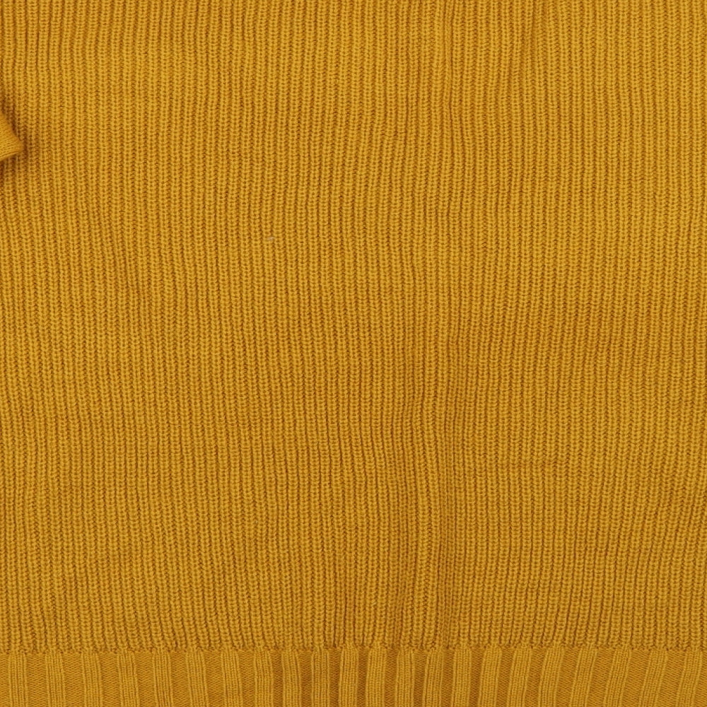 TU Womens Yellow V-Neck  Acrylic Pullover Jumper Size 16