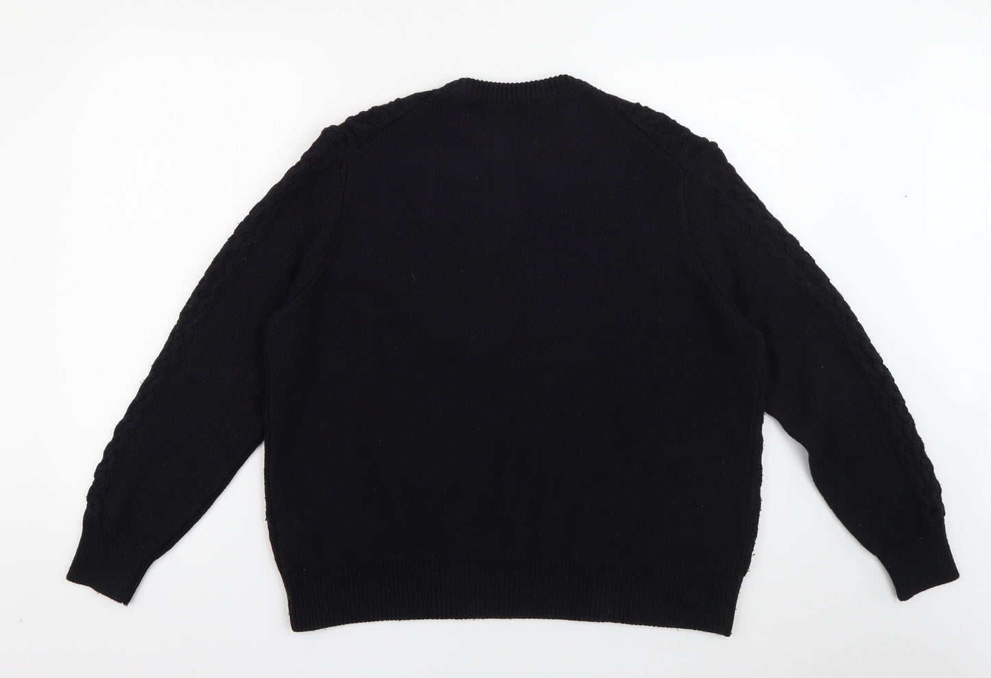 Marks and Spencer Womens Black Crew Neck Argyle/Diamond Acrylic Pullover Jumper Size 18