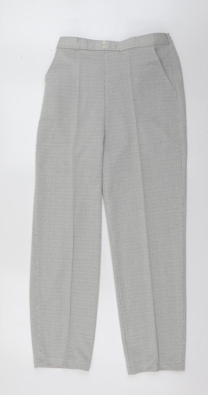 St Michael Womens Grey Polyester Trousers Size 12 L28 in Regular