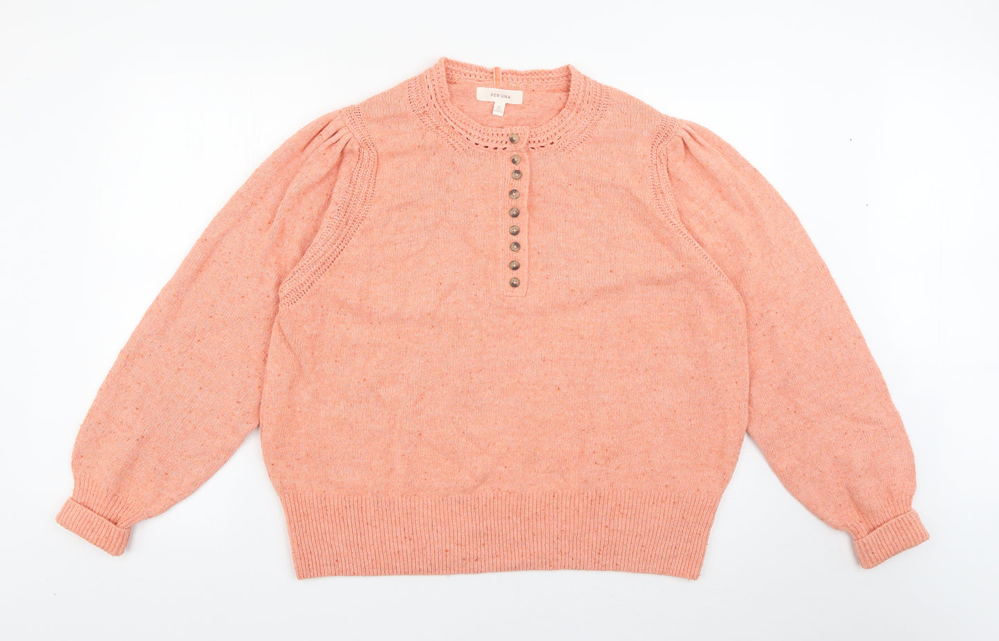 Per Una Womens Pink Round Neck  Cotton Pullover Jumper Size 22