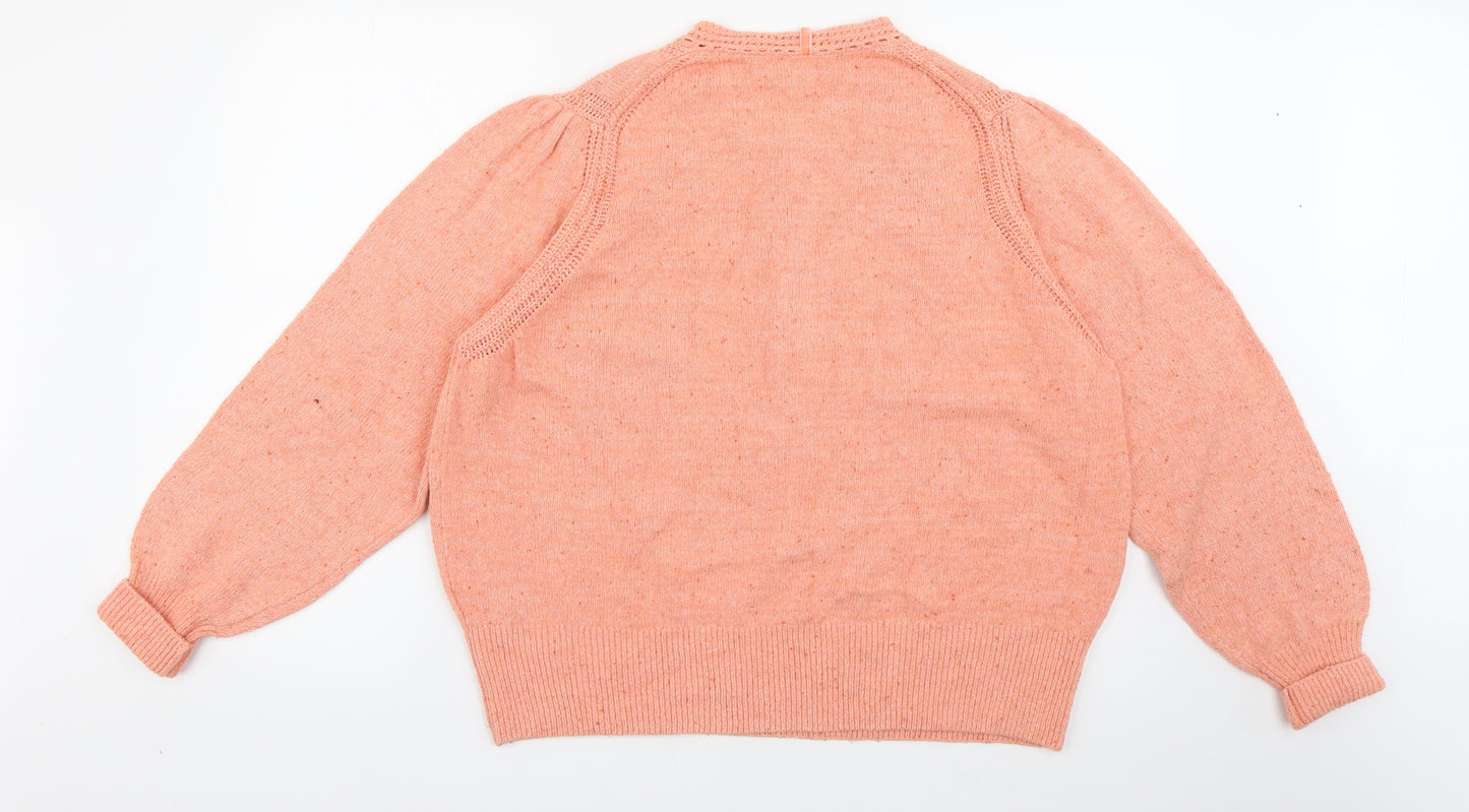 Per Una Womens Pink Round Neck  Cotton Pullover Jumper Size 22