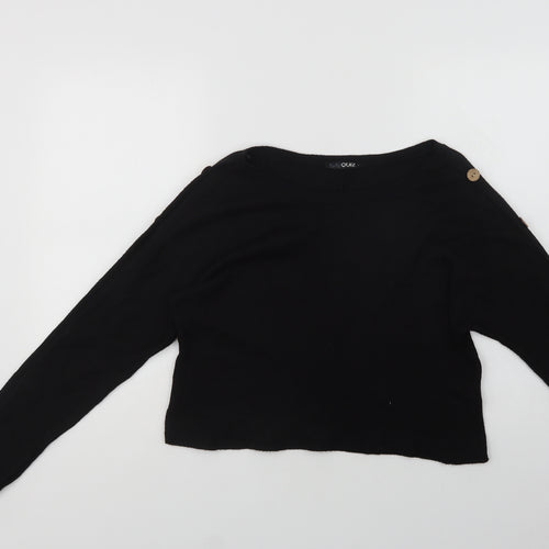 Quiz Womens Black Round Neck  Viscose Pullover Jumper Size S