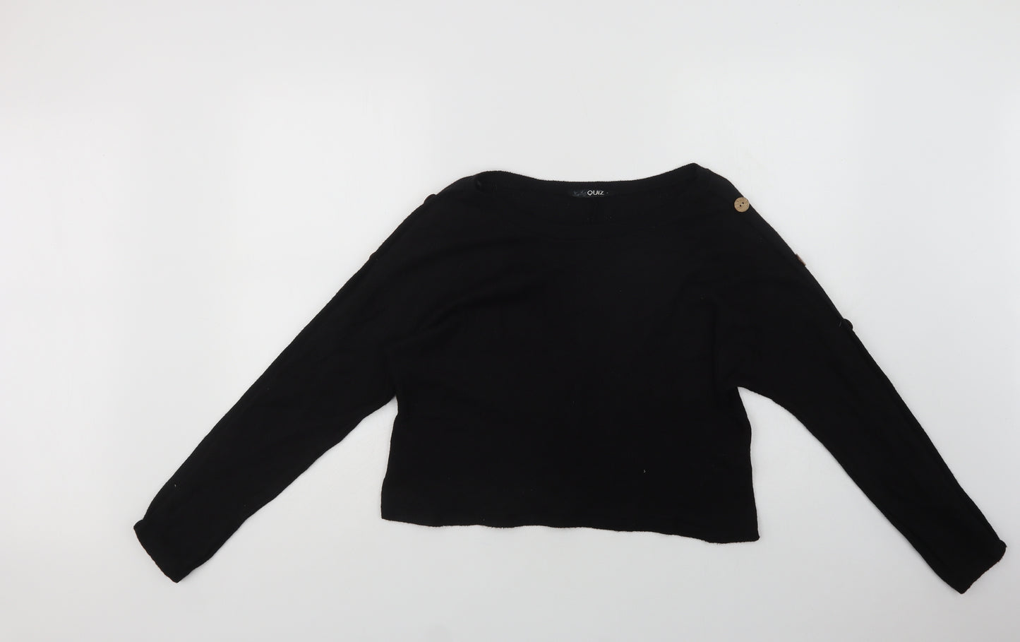 Quiz Womens Black Round Neck  Viscose Pullover Jumper Size S