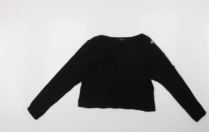 Quiz Womens Black Round Neck  Viscose Pullover Jumper Size S