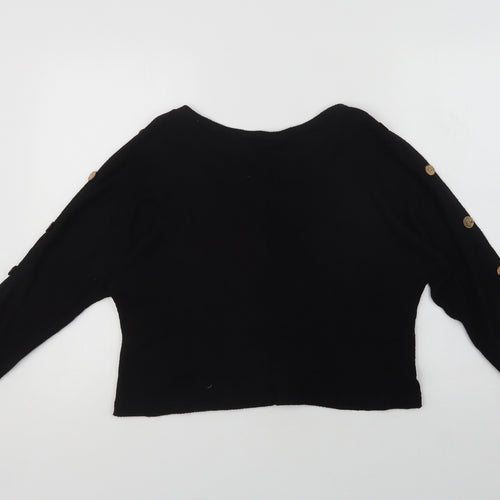 Quiz Womens Black Round Neck  Viscose Pullover Jumper Size S